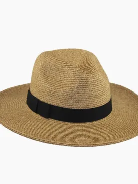 Lexi Foldable and Packable Panama Hat in Toast Tweed