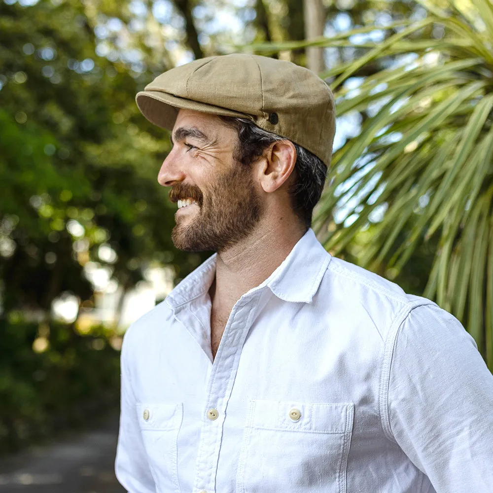 Linen Newsboy Cap - Camel
