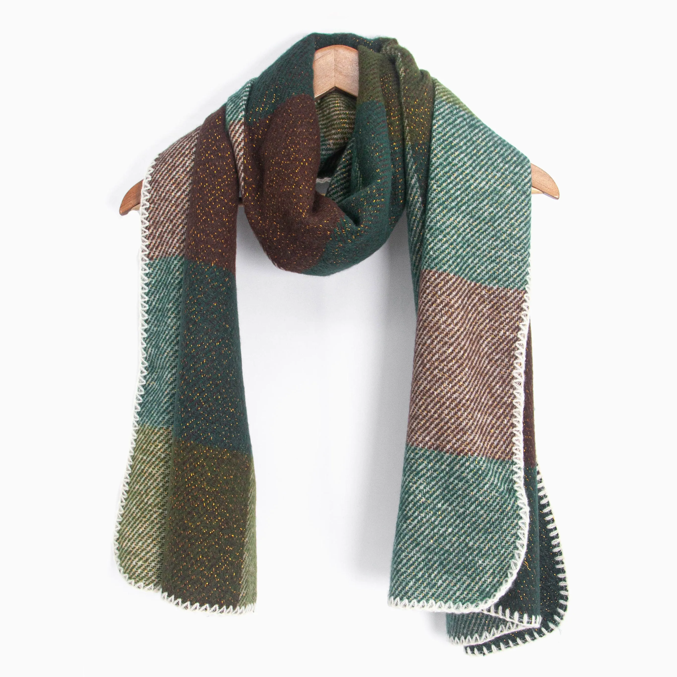 Logan Heavyweight Scarf - Green, Check