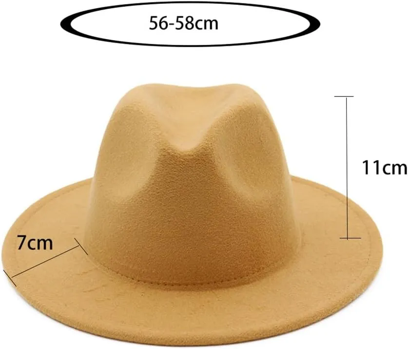 Men Fedora Hat Women Winter Autumn Double-Sided Color Matching Jazz Hat Woolen Hat Flat Brim Hat