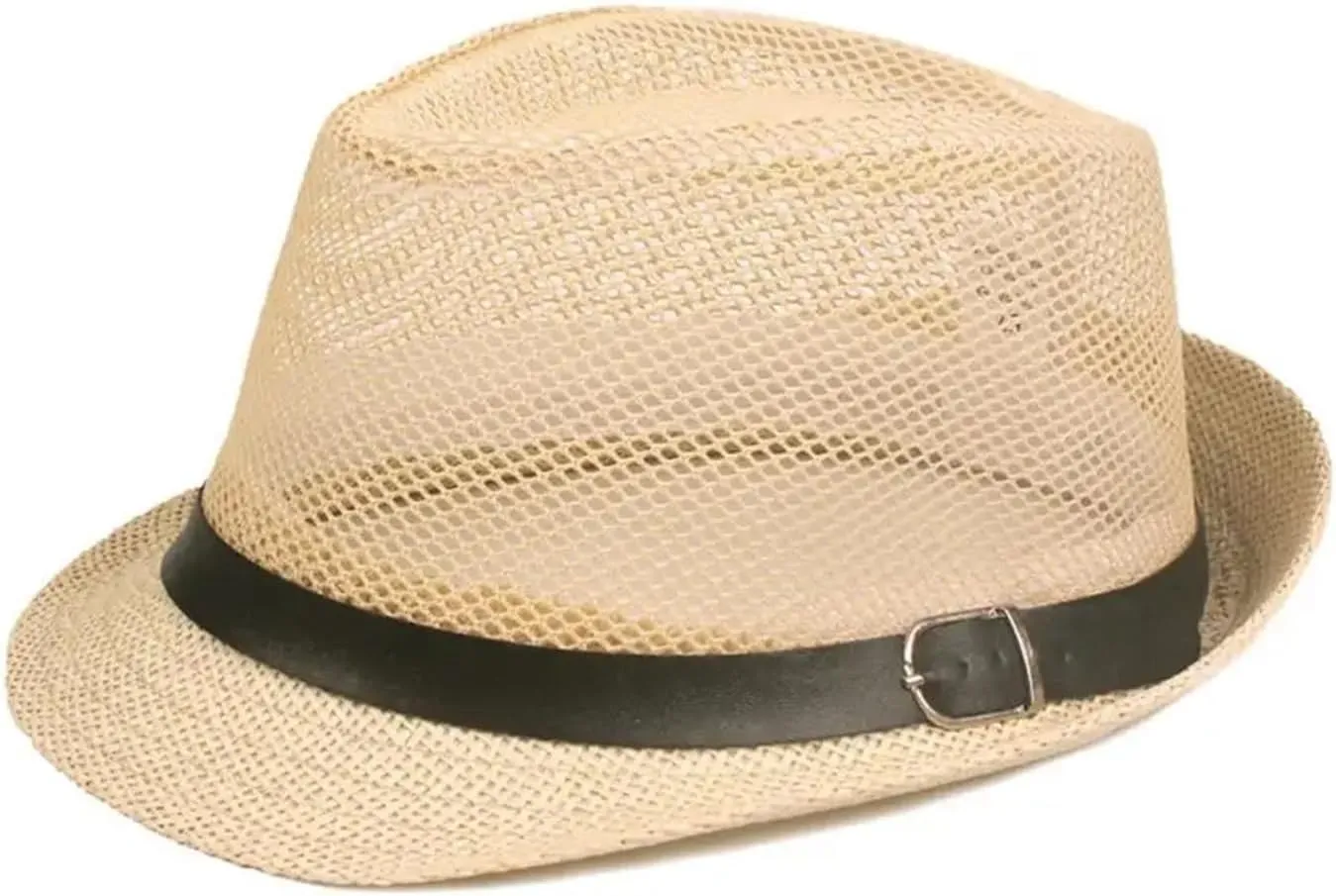 Men Fedora Wide Brim Mesh Spring Summer Solid Color Low-Profile Shade Hat
