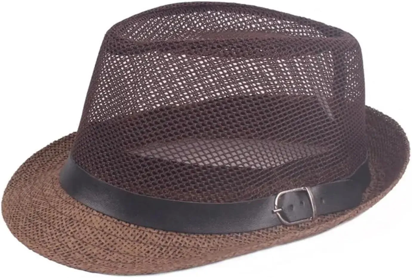 Men Fedora Wide Brim Mesh Spring Summer Solid Color Low-Profile Shade Hat