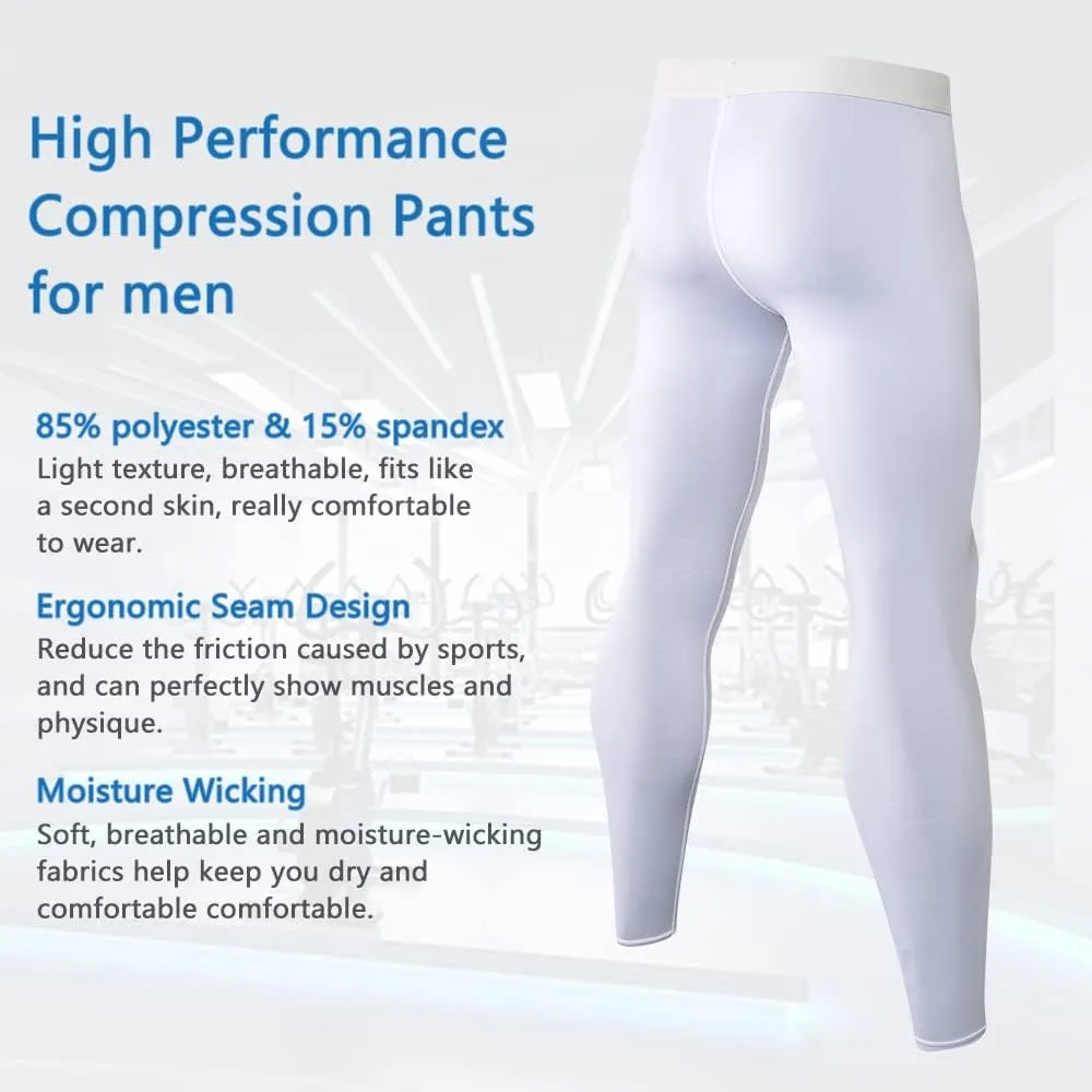 Men's Compression Pants Athletic Leggings Active Running Tights Cycling Workout Base Layer Pants