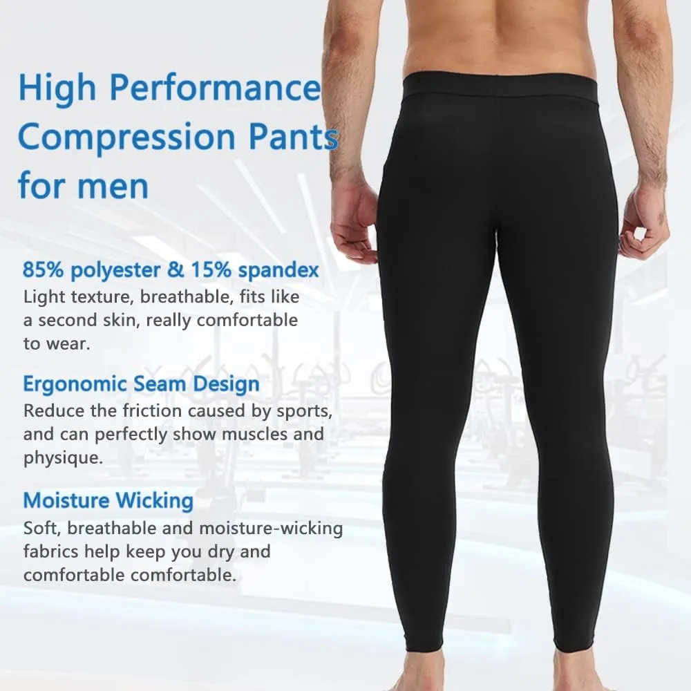Men's Compression Pants Athletic Leggings Active Running Tights Cycling Workout Base Layer Pants
