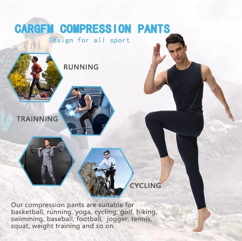 Men's Compression Pants Athletic Leggings Active Running Tights Cycling Workout Base Layer Pants