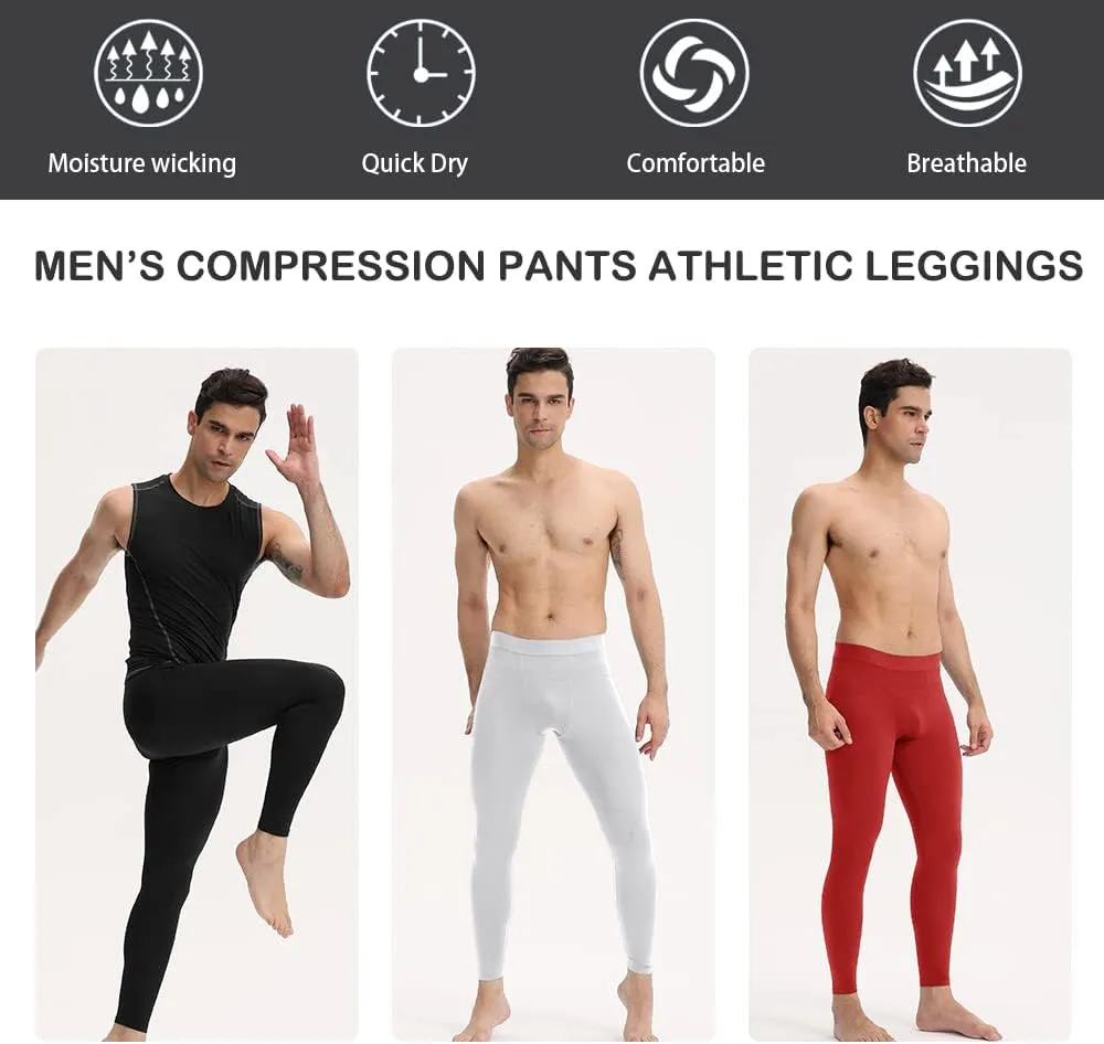 Men's Compression Pants Athletic Leggings Active Running Tights Cycling Workout Base Layer Pants