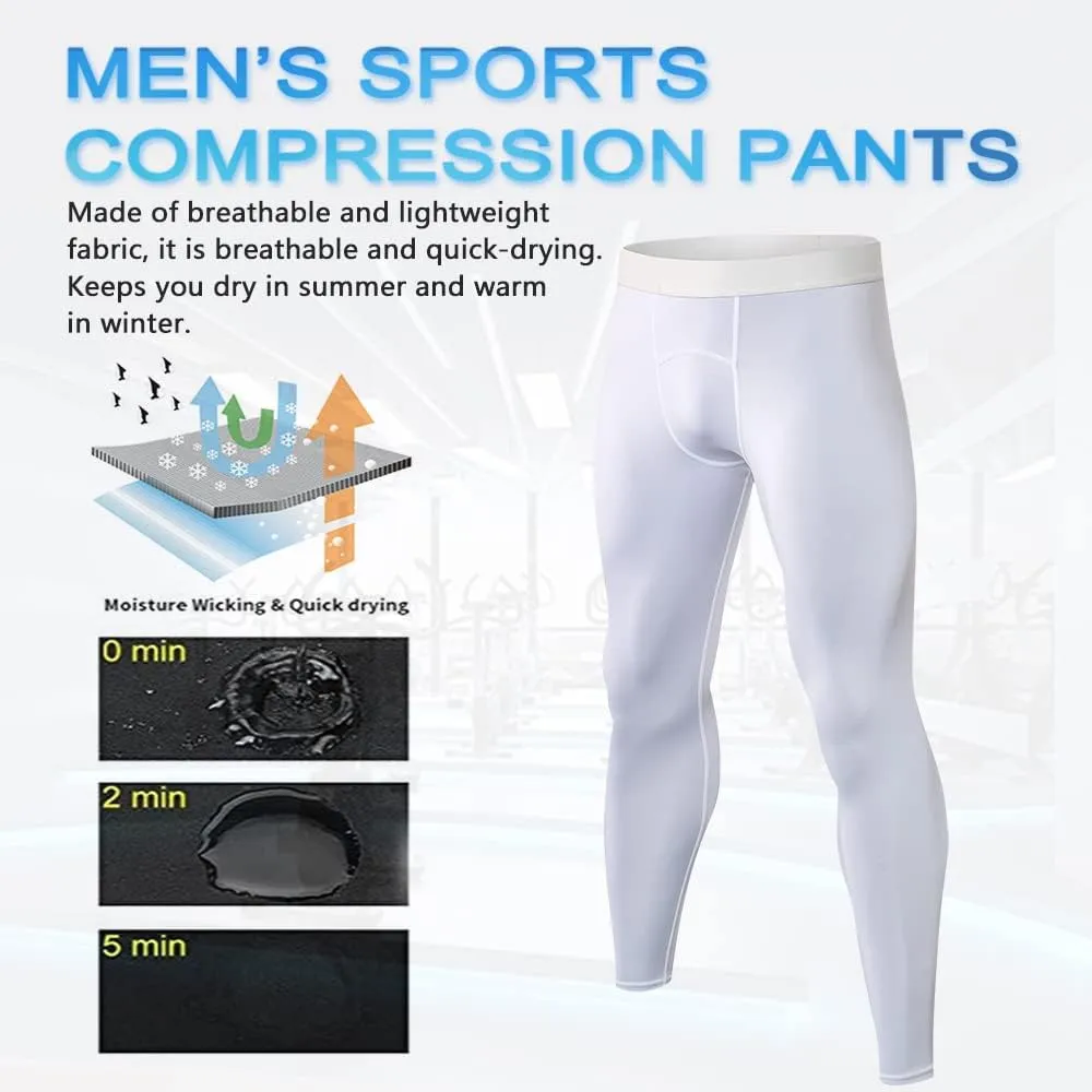 Men's Compression Pants Athletic Leggings Active Running Tights Cycling Workout Base Layer Pants