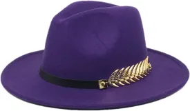 Men's Fedora Neutral Wide Brim Jazz Hat Feather Belt Vintage Panama Hat