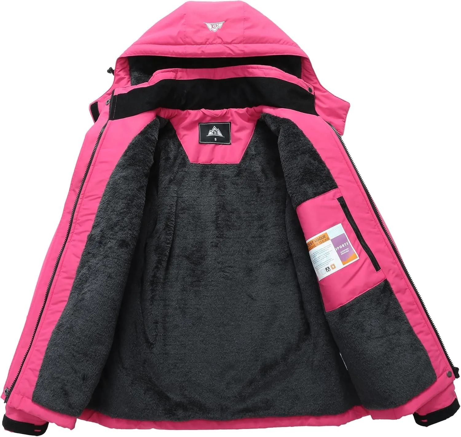 MOERDENG Women's Ski Jacket Waterproof Winter Coat Hooded Snowboarding Jacket Warm Winter Jacket