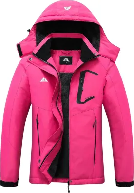 MOERDENG Women's Ski Jacket Waterproof Winter Coat Hooded Snowboarding Jacket Warm Winter Jacket