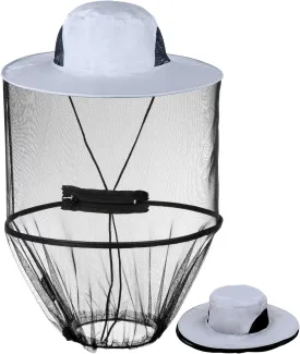 Mosquito Head Net Hat, Sun Hat with Netting, Bee Keeper Hat, Safari Fishing Hats for Outdoor Hiking, Camping, Gardening