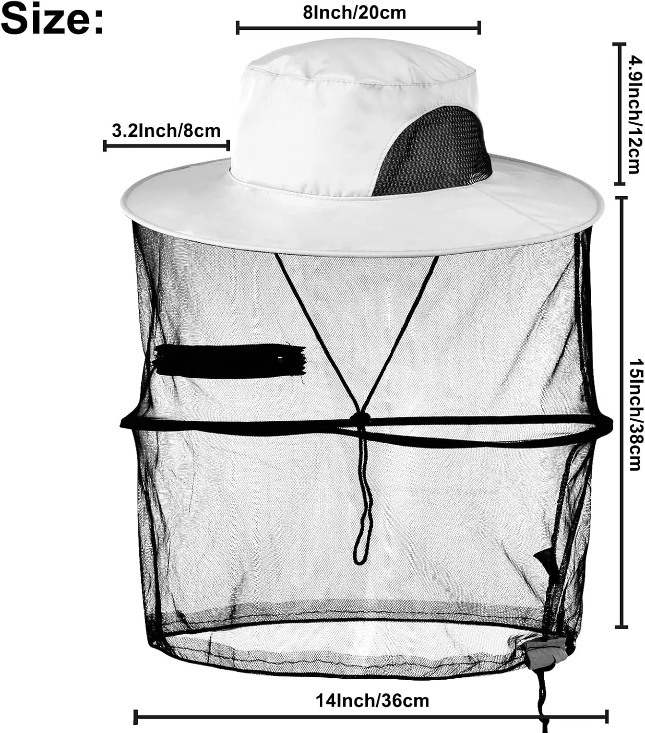 Mosquito Head Net Hat, Sun Hat with Netting, Bee Keeper Hat, Safari Fishing Hats for Outdoor Hiking, Camping, Gardening