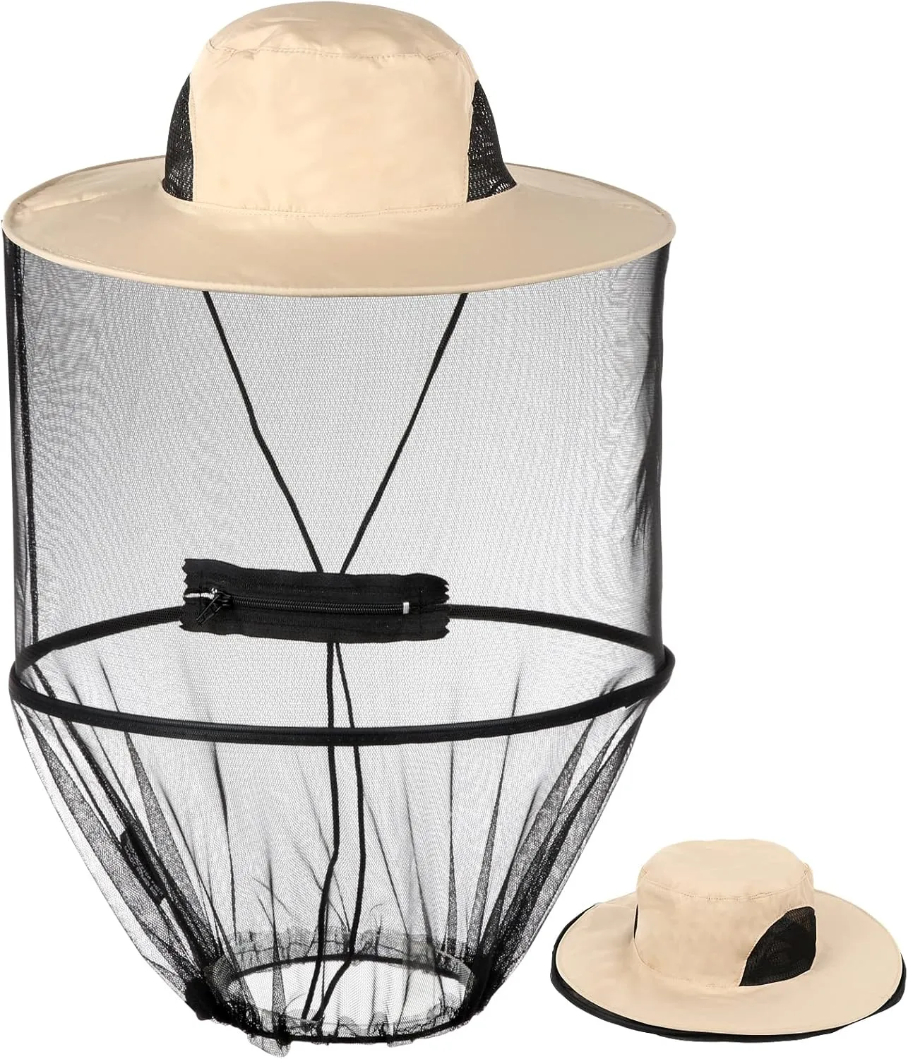 Mosquito Head Net Hat, Sun Hat with Netting, Bee Keeper Hat, Safari Fishing Hats for Outdoor Hiking, Camping, Gardening