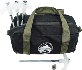 Outback Element - 15 Tent Stakes Heavy Duty with Glow in The Dark Heads   Bonus Canvas Carry Pouch and Hex Drill Bit