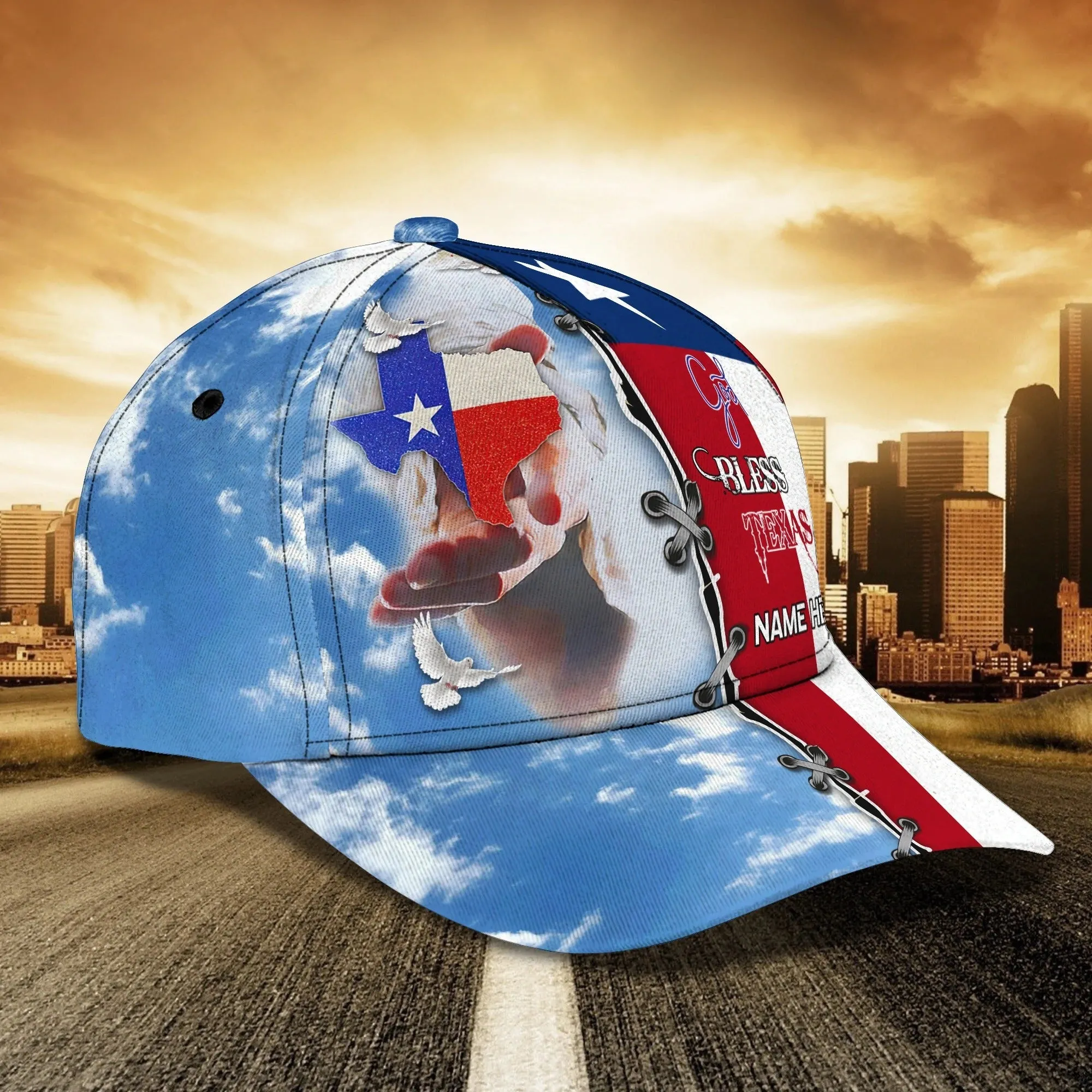 Personalized God Bless Texas 3D Full Print Baseball Cap, Texas American Pride Cap Hat, Texas Cap Hat