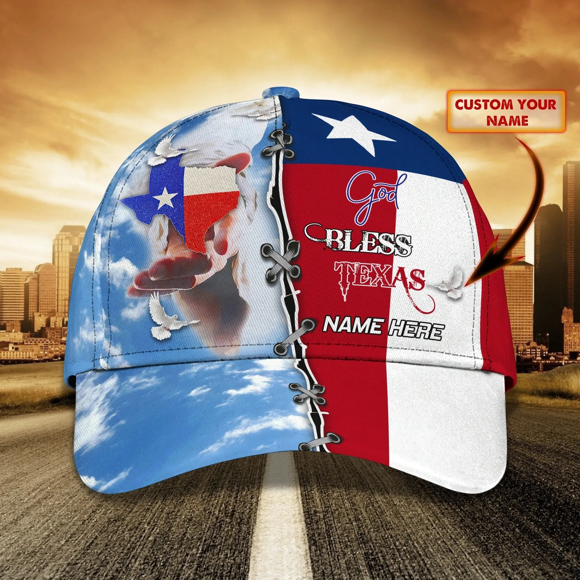 Personalized God Bless Texas 3D Full Print Baseball Cap, Texas American Pride Cap Hat, Texas Cap Hat