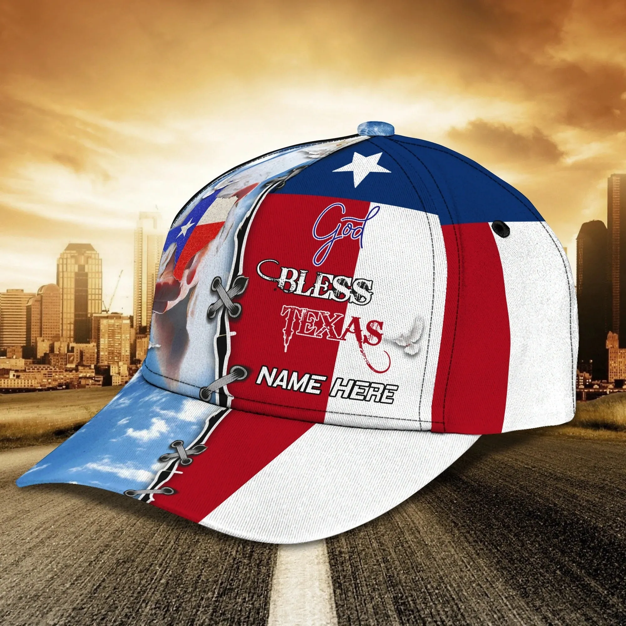 Personalized God Bless Texas 3D Full Print Baseball Cap, Texas American Pride Cap Hat, Texas Cap Hat