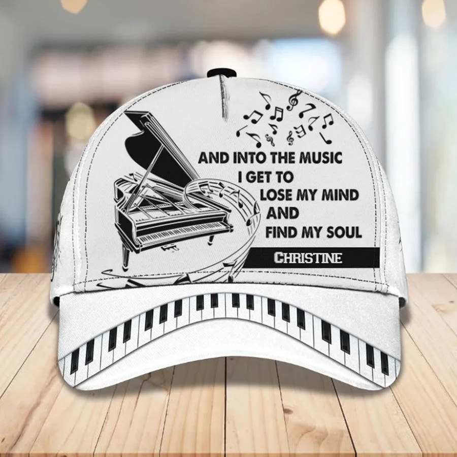 Personalized Wooden Piano Classic Cap for Him, Leather Pattern Piano Hat for Boyfriend Birthday