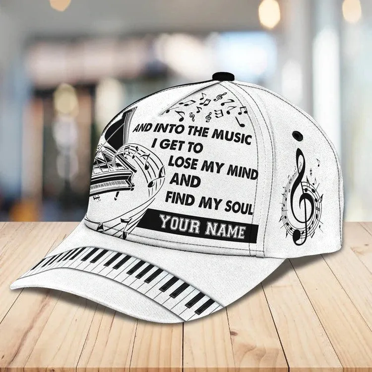 Personalized Wooden Piano Classic Cap for Him, Leather Pattern Piano Hat for Boyfriend Birthday