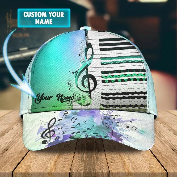 Personalized Wooden Piano Classic Cap for Him, Leather Pattern Piano Hat for Boyfriend Birthday