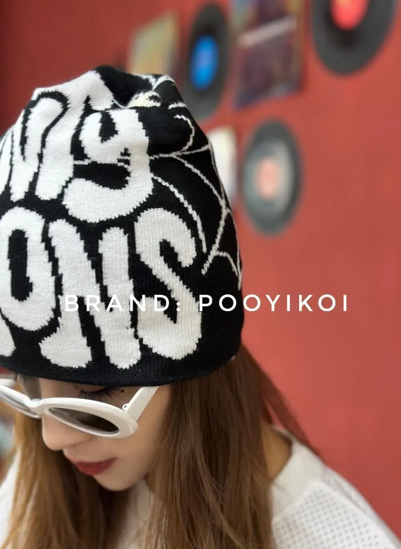 Pooyikoi Knitting Hat Men Women Quality Cap Warm Cap Harajuku Beanie Gothic Spider Pattern Wool Acrylic Y2k Knitted Hat