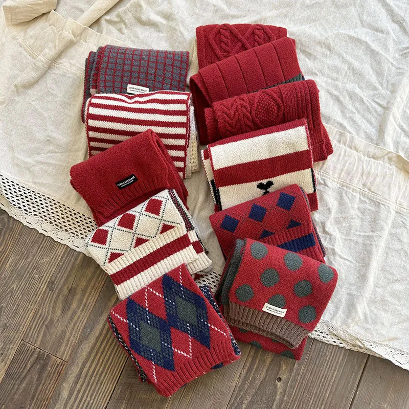 Red Knitted Scarf For Boys And Girls