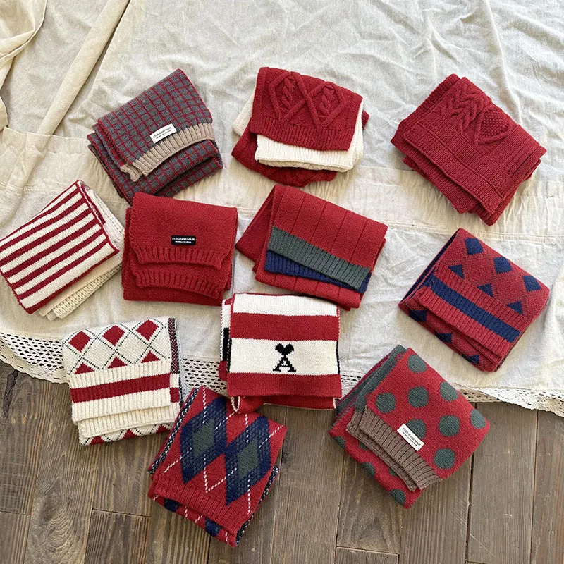 Red Knitted Scarf For Boys And Girls