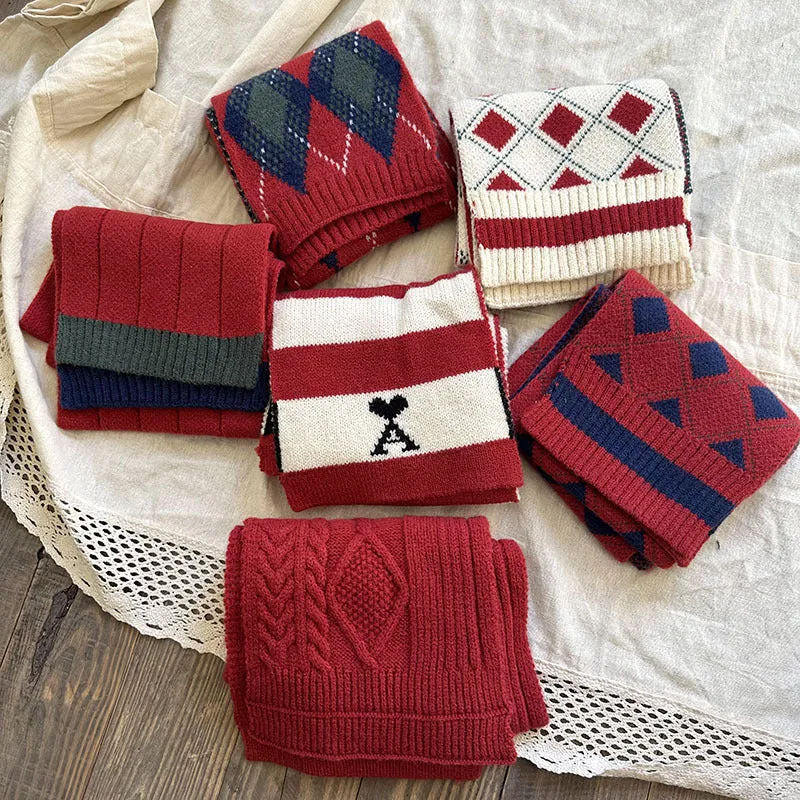 Red Knitted Scarf For Boys And Girls