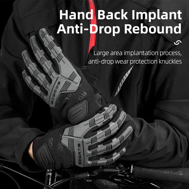 ROCKBROS Cycling Gloves Autumn Winter Windproof SBR Touch Screen Bike Gloves MTB Breathable Full Finger Shockproof Sport Gloves