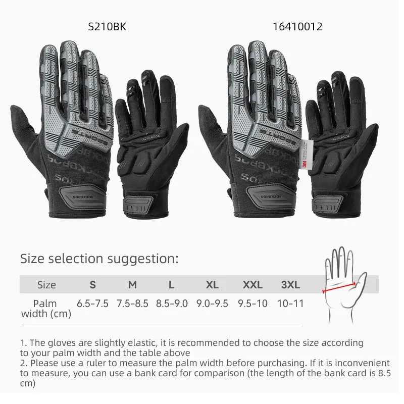 ROCKBROS Cycling Gloves Autumn Winter Windproof SBR Touch Screen Bike Gloves MTB Breathable Full Finger Shockproof Sport Gloves