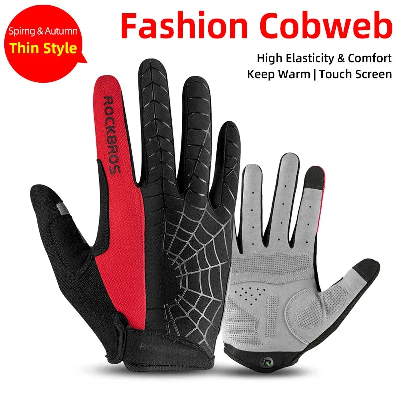 ROCKBROS Windproof Cycling Gloves Bicycle Touch Screen Riding MTB Bike Glove Thermal Warm Motorcycle Winter Autumn Bike Clothing
