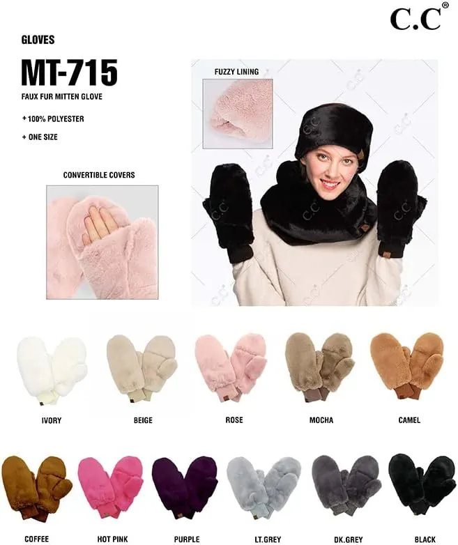 ScarvesMe Women's Winter Warm Fleece Lined Multi Buffalo Check Plaid Knit Mitten Gloves