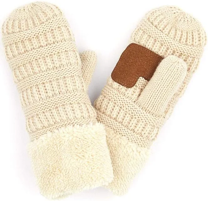 ScarvesMe Women's Winter Warm Fleece Lined Multi Buffalo Check Plaid Knit Mitten Gloves