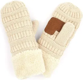 ScarvesMe Women's Winter Warm Fleece Lined Multi Buffalo Check Plaid Knit Mitten Gloves