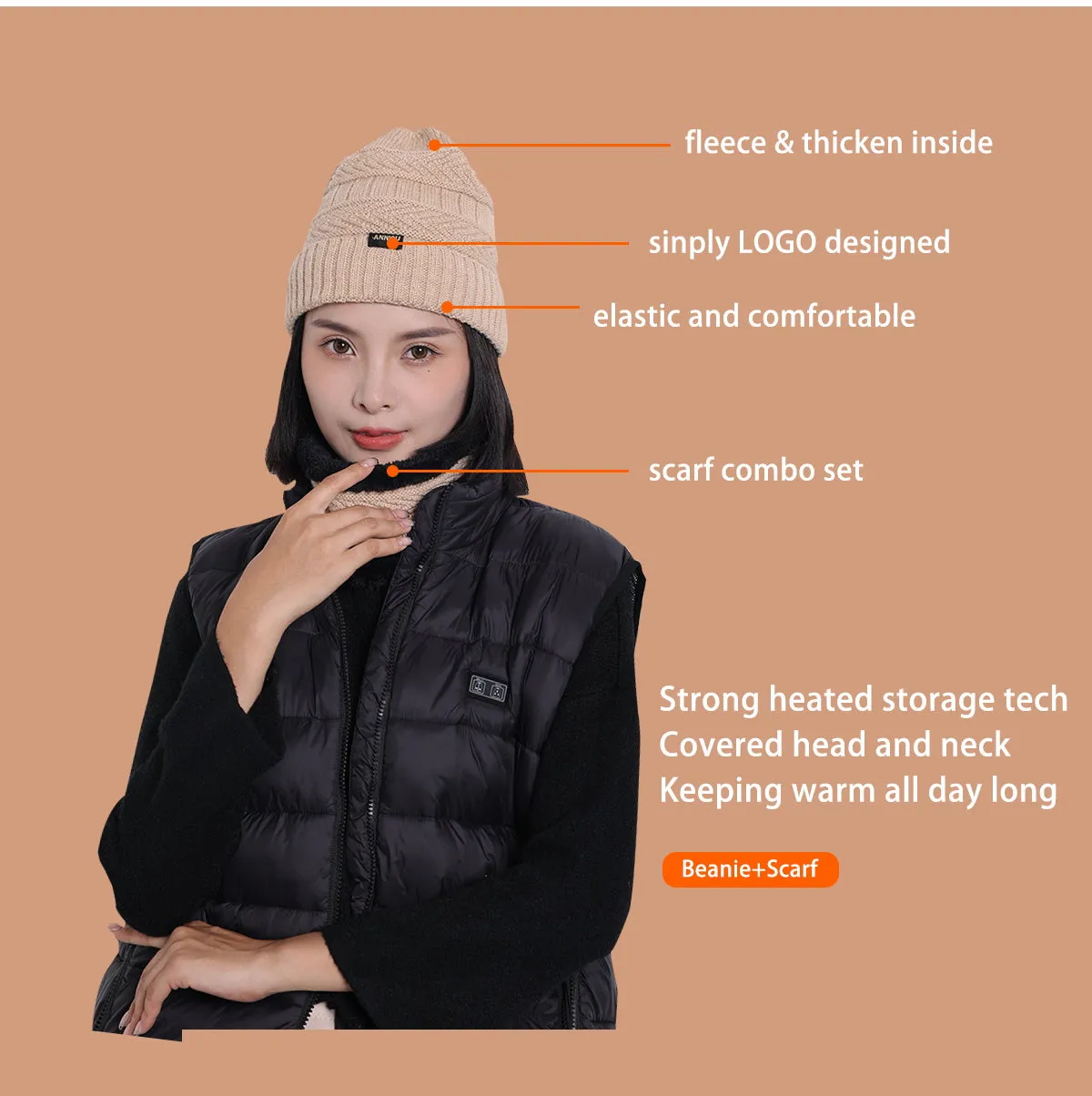 Sidiou Group Unisex Winter Fashion Knitted Women Fleece Beanie Hat Thermal Scarves Sets Warm Thick Earflap Hat And Scarf Set