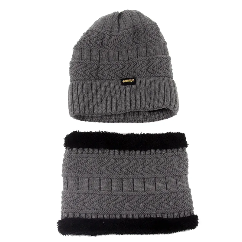Sidiou Group Unisex Winter Fashion Knitted Women Fleece Beanie Hat Thermal Scarves Sets Warm Thick Earflap Hat And Scarf Set