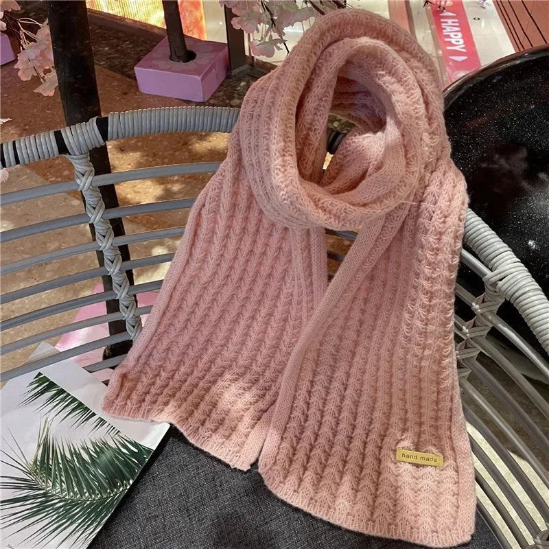Solid Color Thick Warm Knitted Scarf