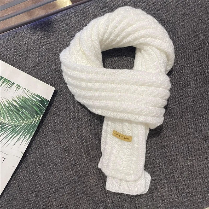 Solid Color Thick Warm Knitted Scarf