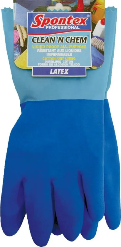 Spontex 74043 Protective Gloves, XL, Latex, Blue :PR: QUANTITY: 1