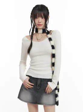 Striped Chic Knitted Scarf IN427