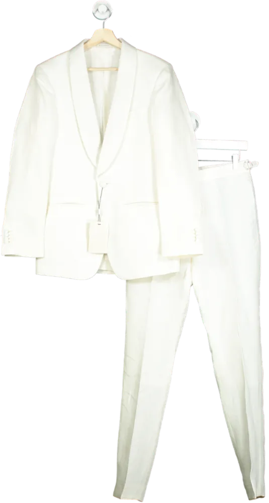 Suitsupply Off White Havana Shawl 2-piece Pure Linen Tuxedo Suit / Dinner Suit EU 44/UK 34"