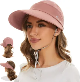 Sun Hats for Women UV Protection Wide Brim 2 in 1 Zip-Off Visor Summer Beach Hat Womens Packable Golf Hat