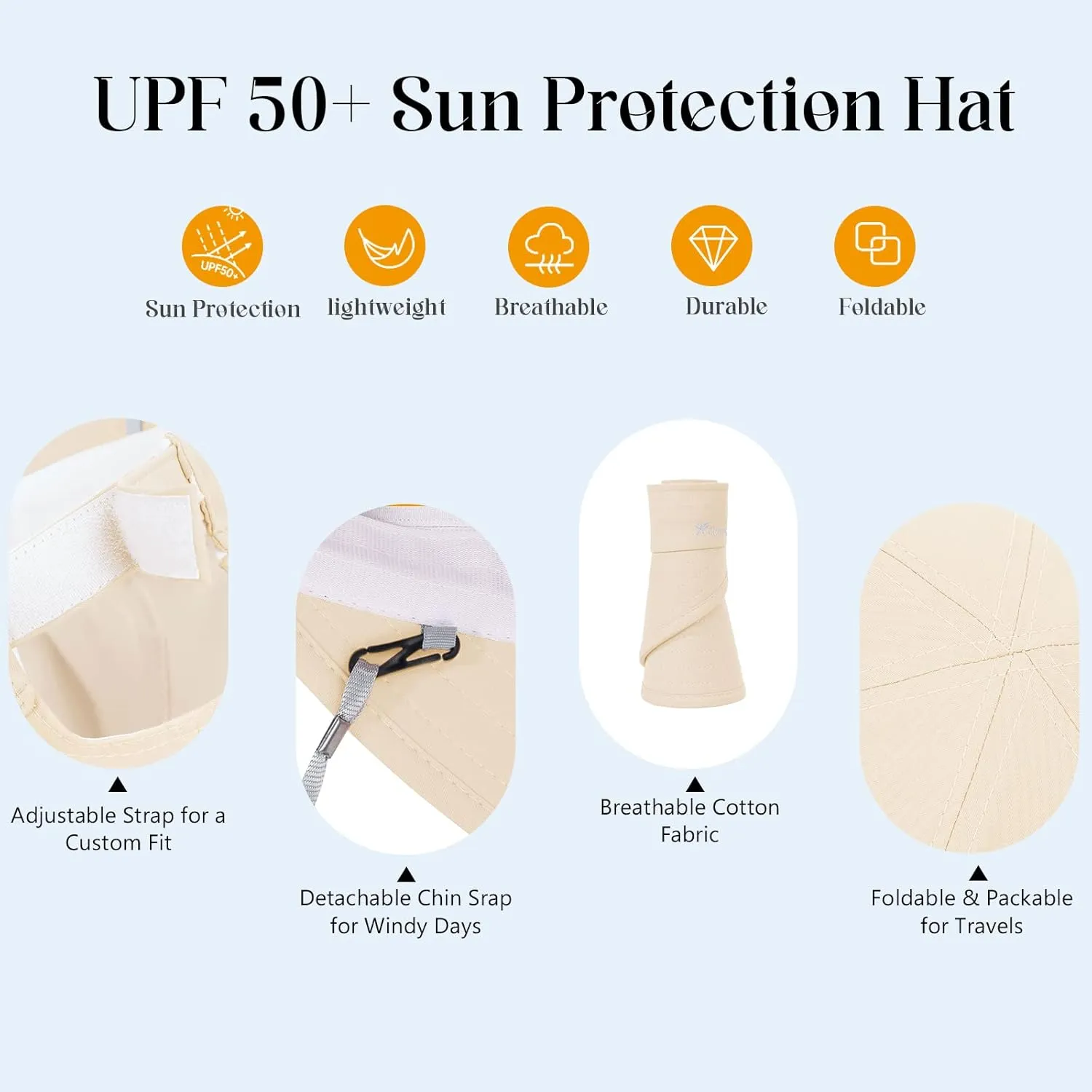 Sun Hats for Women UV Protection Wide Brim 2 in 1 Zip-Off Visor Summer Beach Hat Womens Packable Golf Hat