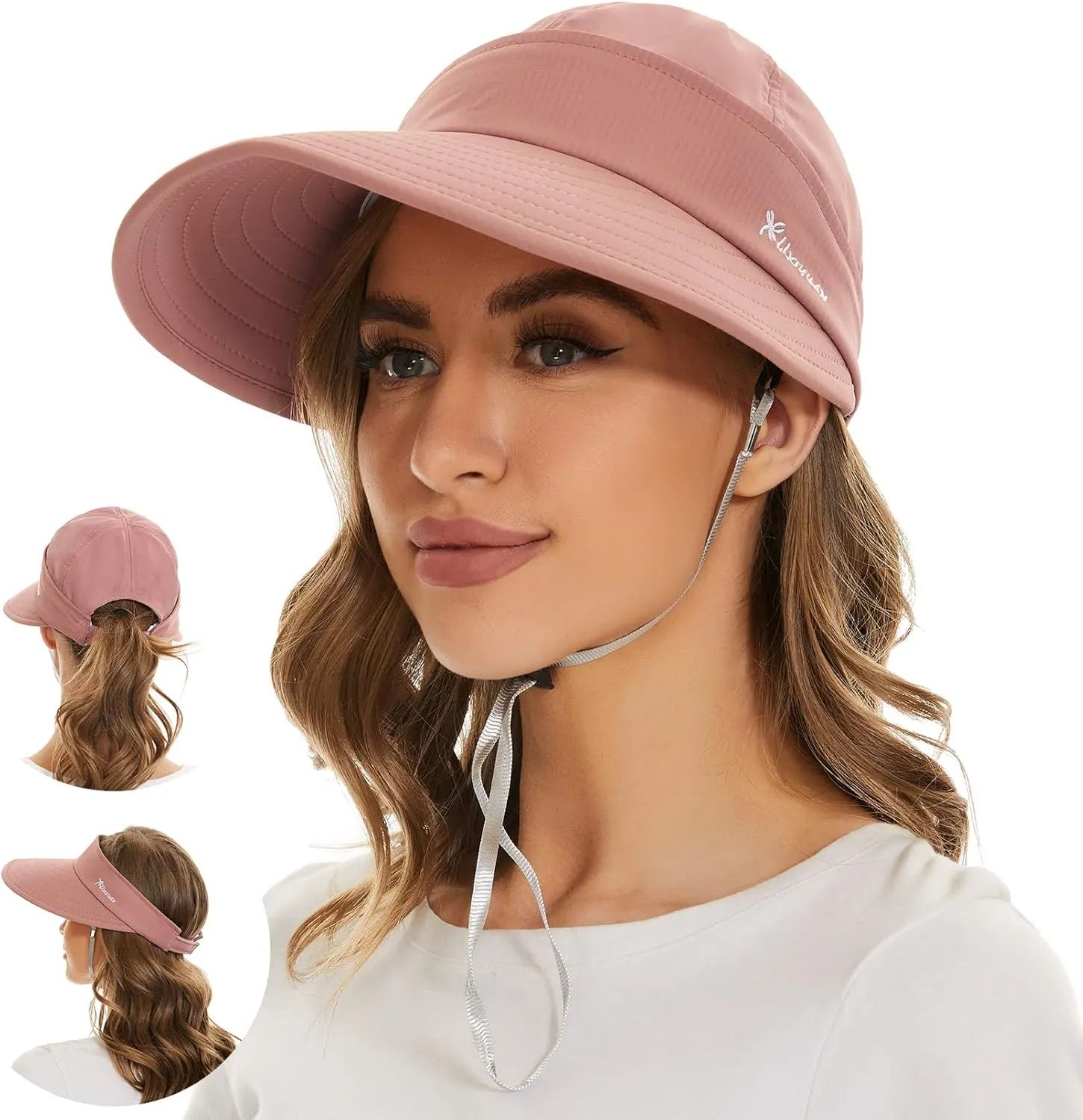 Sun Hats for Women UV Protection Wide Brim 2 in 1 Zip-Off Visor Summer Beach Hat Womens Packable Golf Hat