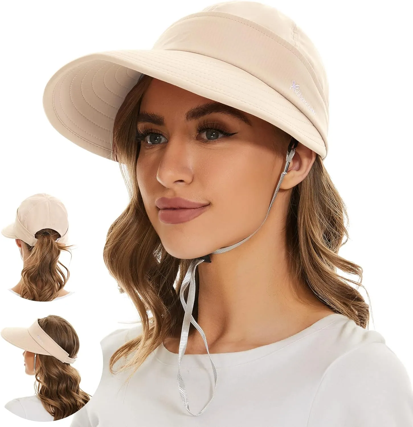 Sun Hats for Women UV Protection Wide Brim 2 in 1 Zip-Off Visor Summer Beach Hat Womens Packable Golf Hat
