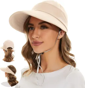 Sun Hats for Women UV Protection Wide Brim 2 in 1 Zip-Off Visor Summer Beach Hat Womens Packable Golf Hat