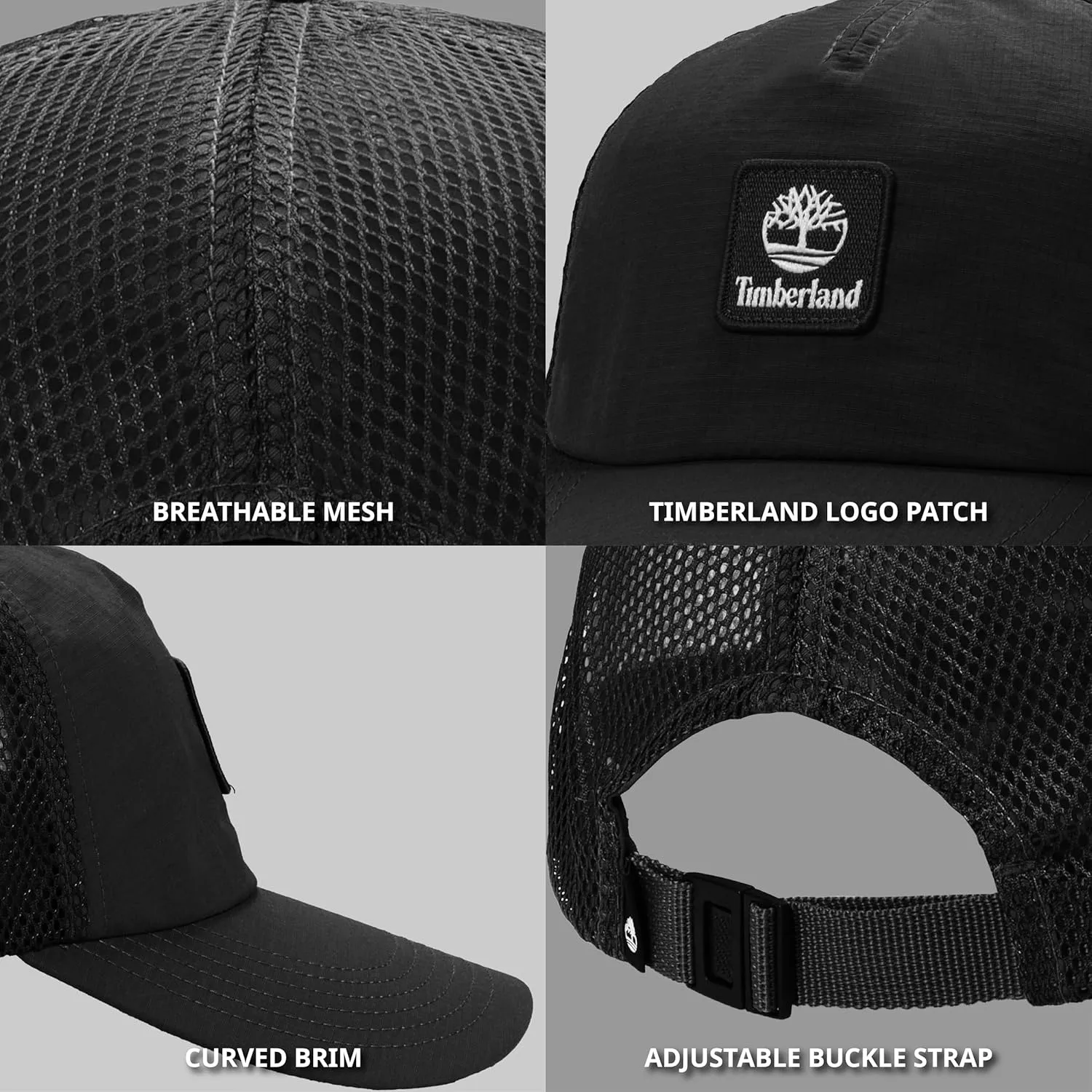 Timberland Trucker Hat, Soft Structured Baseball Cap, Adjustable Mesh Back, Curved Brim, Breathable & Lightweight  One Size