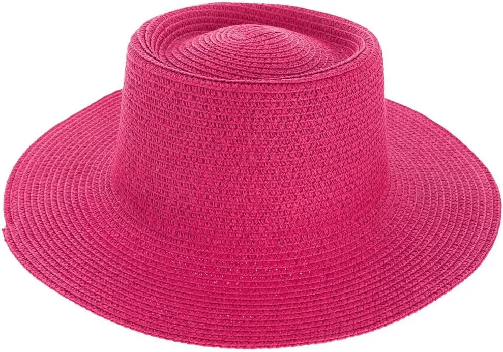 TOP HEADWEAR Floppy Brim Paper Braid Flat Top Fedora Panama Hat