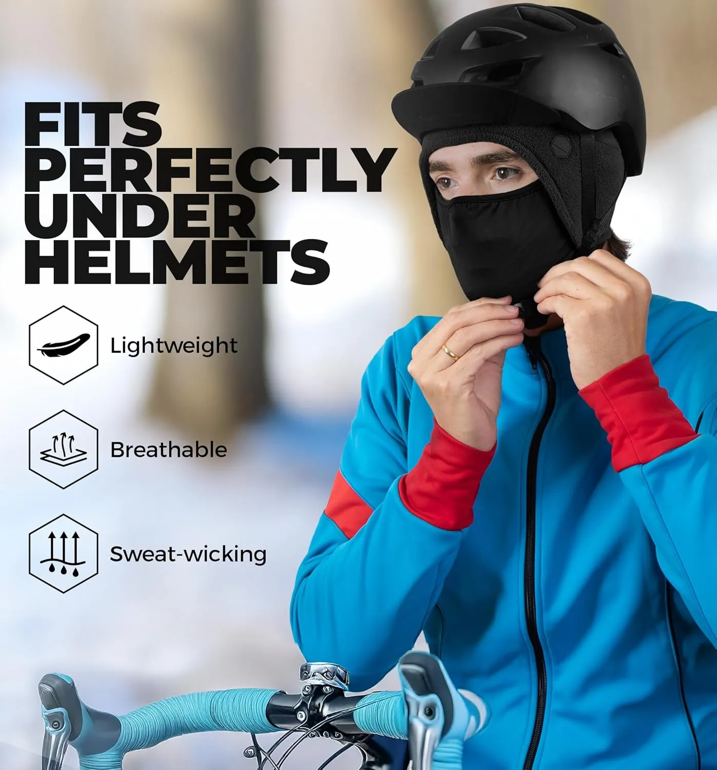 Tough Headwear Skull Cap with Mask Men, Winter Running Gear, Motorcycle Winter Gear, Helmet Liners, Ski Hat, Thermal Beanie