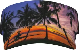 Tropical Island Palm Tree Sport Sun Visor Adjustable Summer Cap Visor Caps for Women Men Travel